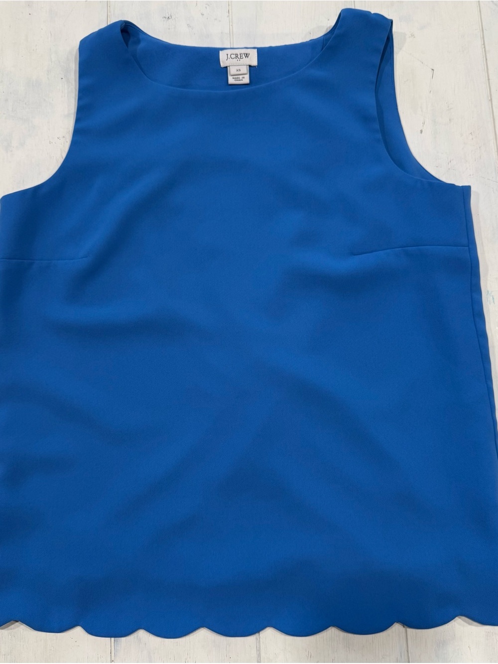 J. Crew Royal Blue Sleeveless Scalloped Hem Tank